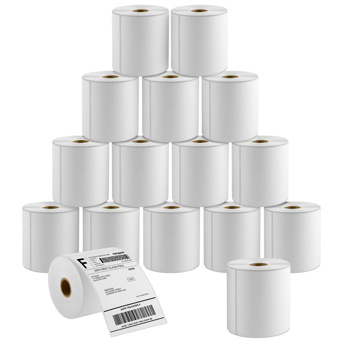 MaxGear 4" x 6" Direct Thermal Labels, 4000 Labels/16 Rolls & 500 Labels/1 Stack, Shipping Package Labels, Perforated White Mailing Labels