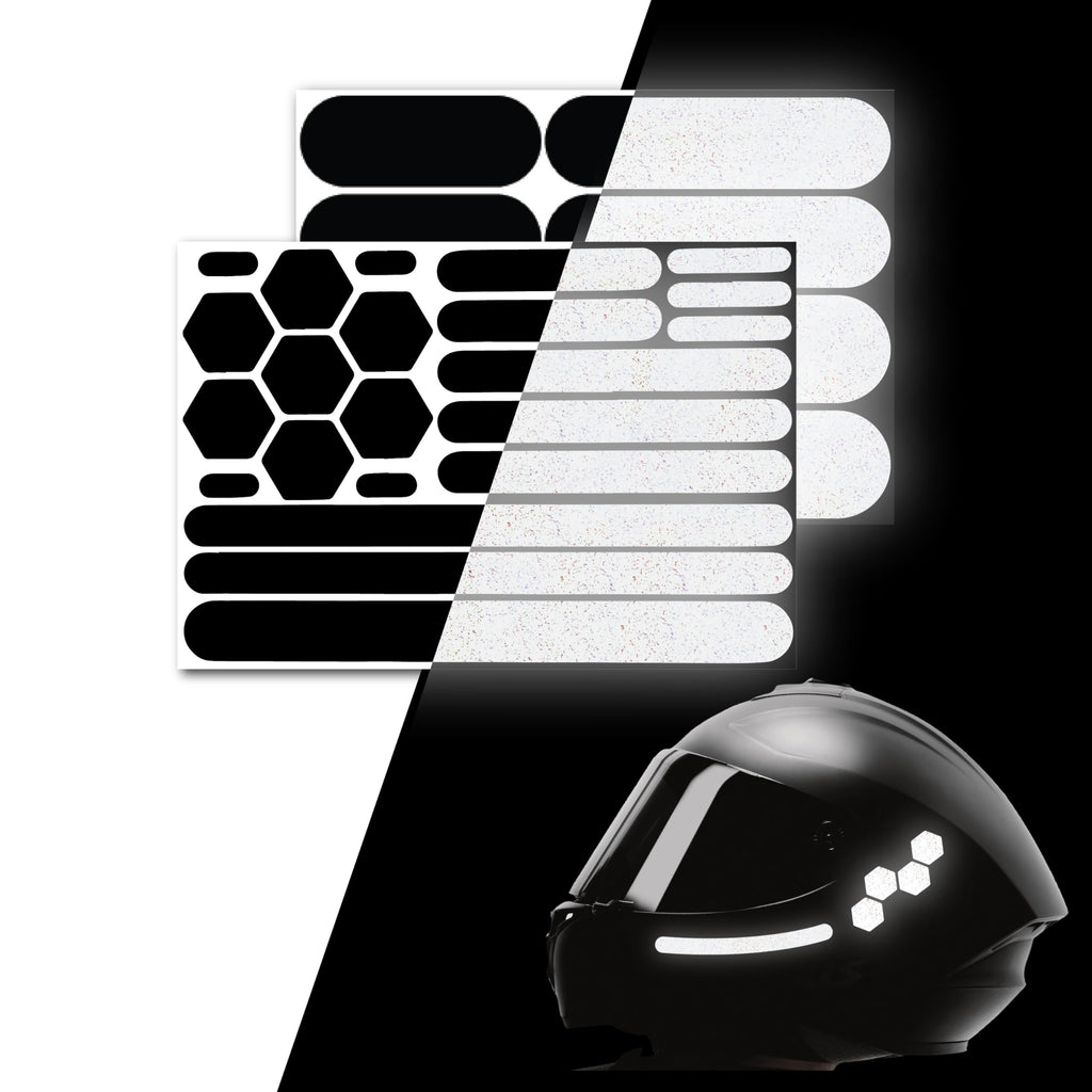 ELOS Reflective Gear 3M Reflective Black Stickers - Helmet Tape, Motorcycle Tape, Hi Viz Stickers for Helmets - Discreet Black Until Light Hits It (Combo Style) Combo Style 4.0