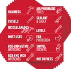 Red Magnetic Tool Box Labels, Toolbox Organization Magnets Red 3.125 x 1.0 Inches