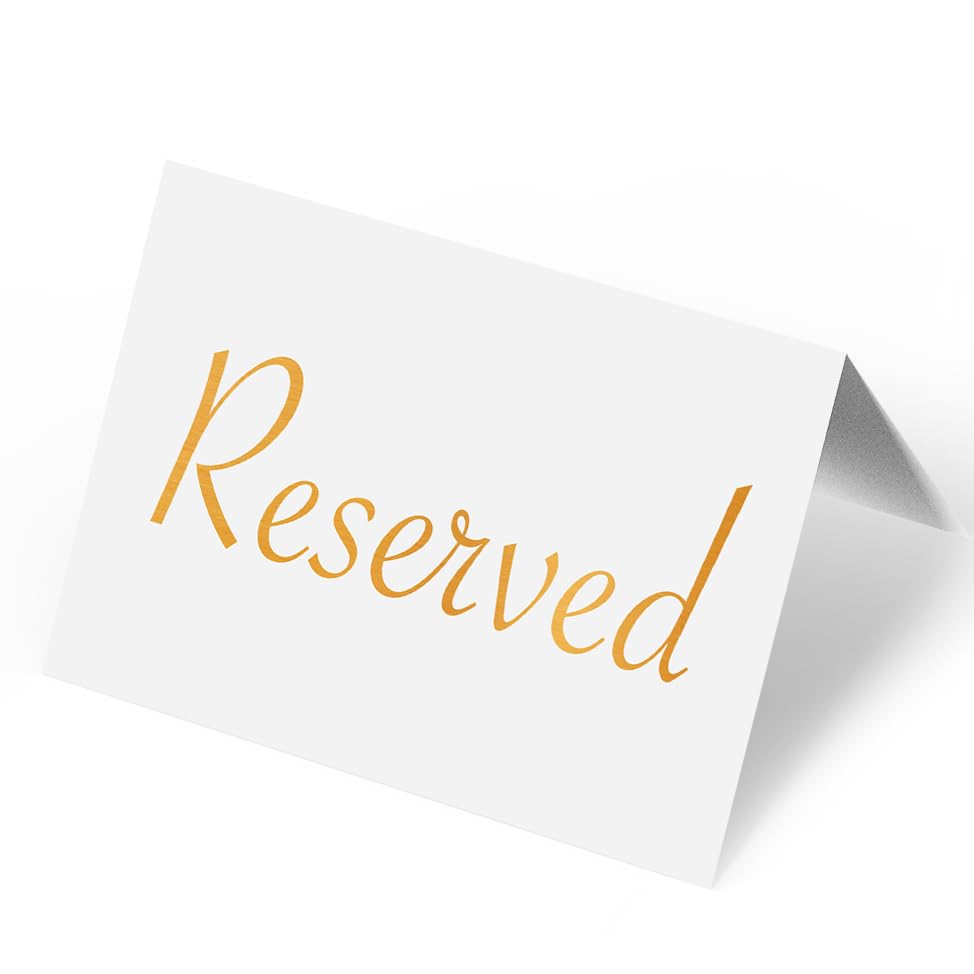 Reserved Table Signs for Wedding 20 Pack Elegant Gold Place Cards 3x4