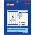 Avery Matte White Removable Rectangle Labels, Sure Feed Technology, Print-to-The-Edge, 9.75" x 1.25", 125 Removable Labels, Laser/Inkjet Printable 125 labels