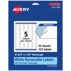 Avery Matte White Removable Rectangle Labels, Sure Feed Technology, Print-to-The-Edge, 9.75" x 1.25", 125 Removable Labels, Laser/Inkjet Printable 125 labels