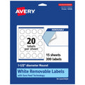 Avery Matte White Removable Round Labels with Sure Feed Technology, 1.5" Diameter, 300 Labels, Laser/Inkjet Printable 1-1/2" Diameter 300 Count