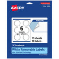 Avery® Matte White Removable Starburst Labels, Sure Feed® Technology, Print-to-The-Edge, 3", 90 Removable Labels, Laser/Inkjet Printable 90 labels