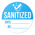 Customizable Sanitized Stickers (2 x 2 inch, Blue - 300 Labels) Sanitized Labels with Date and BY for Hotels, Rental Cars, Rental Homes, Airbnb, Restaurants, Restrooms, Bathrooms or Schools Sky Blue