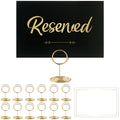 12 Pack- Gold Foil Reserved Signs for Wedding and Restaurant Tables with Stand and White Card - Elegant Seating Signs (Black)