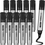 Fuutreo 10 Pack Jumbo Permanent Markers Chisel Tip Quick Dry Black