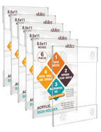 NIUBEE 6 Pack Acrylic Window Sign Holder Display 8.5 x 11 with Suction Cups
