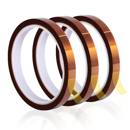 Heat Tape for Sublimation,3 Rolls 10mm x33m(108ft) Heat Resistant Tape,High Temperature Tape,Heat Transfer Tape,Polyimide Tape for Electronics and Heat Vinyl Press No Residue 10 mm Brown 3