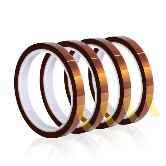 Heat Tape for Sublimation, 4 Rolls 10mm x33m(108ft) Heat Resistant Tape,Heat Transfer Tape for Press,Polyimide Tape Professional for Protecting CPU,PCB Circuit Board No Residue 10 mm Brown