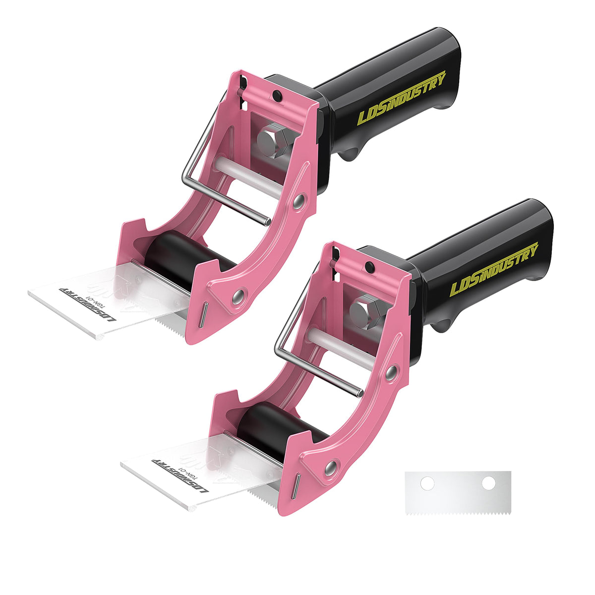 2 Pcs Rapid-Replace Packing Tape Dispenser Guns with Extra Blade, 2IN(50mm) Lightweight Ergonomic Industrial Handheld Heavy Duty Tape Cutter for Carton, Packaging and Box Sealing Pink