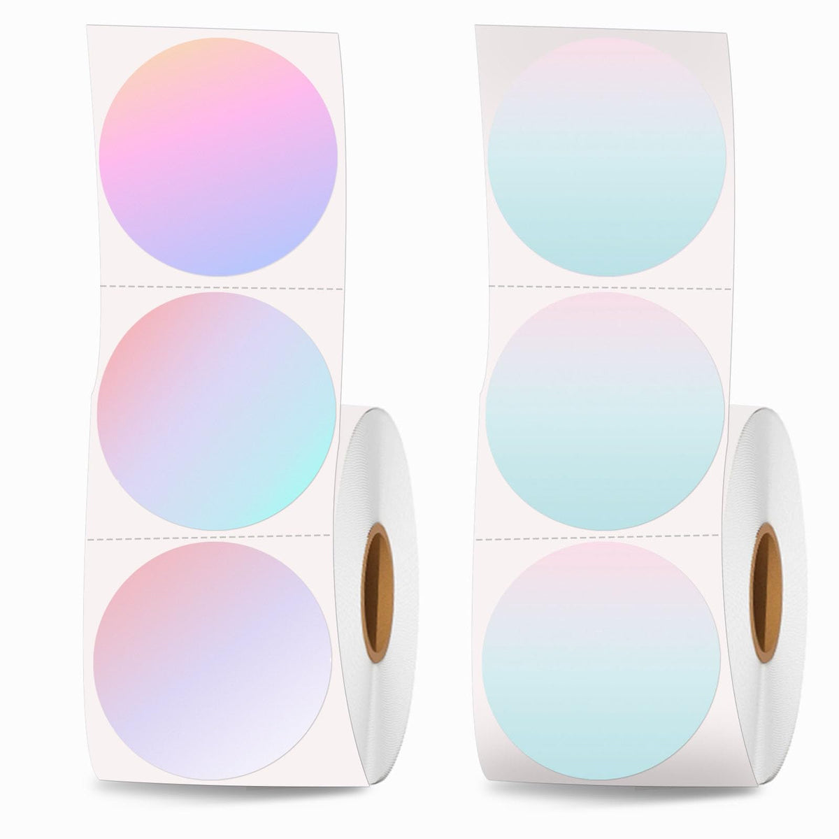 2PCS 2''×2'' Round Thermal Sticker Labels, Self-Adhesive 2 Inch Circle Thermal Labels, Multi-Purpose Sticker Labels for DIY Logo Design,Name Tag,QR Code, 600 Labels/1 Roll,Gradient