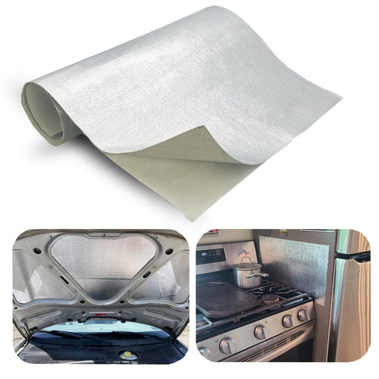 Aluminized Adhesive Backed heat shield tape 12'' X 47'' Thermal Barrier Blanket Mat 2000 Degrees High Temp Protection Material exhaust wrap 12'' X 47''