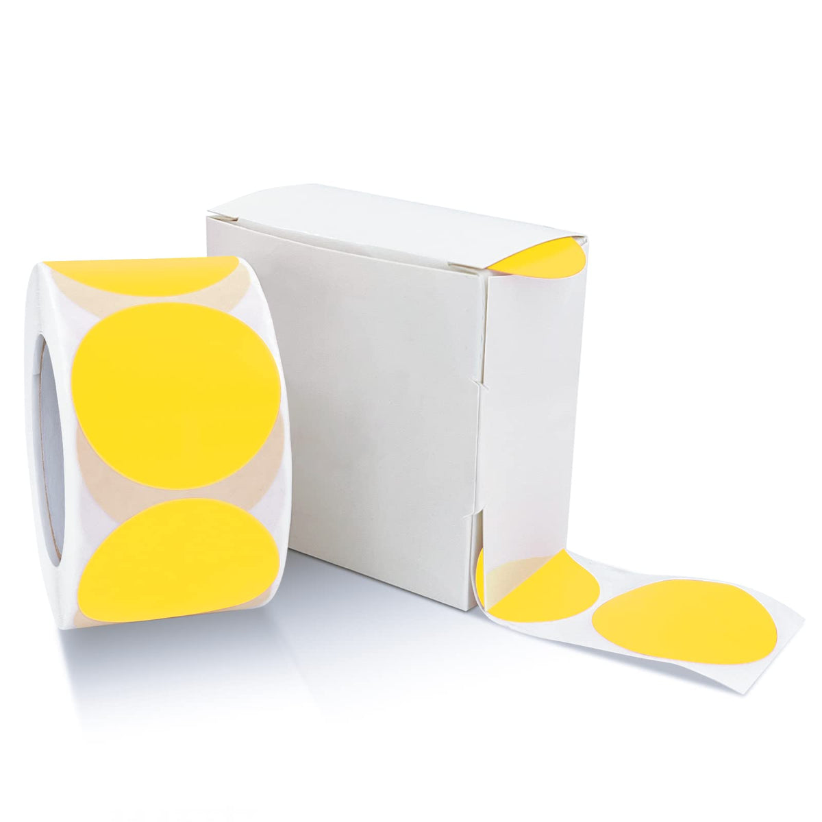 Yellow Circle Round Stickers 1.5 Inch Vinyl Dot Labels Roll 500 Pcs Yellow 1.5" Diameter