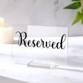 Roowest 10 Set Acrylic Reserved Table Signs for Wedding,Clear, Black Clear, Black
