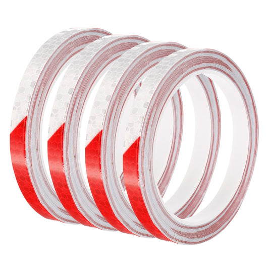 PATIKIL 0.3" x 26 FT Reflective Tape, 4 Pack Night High Visibility Waterproof Warning Safety Tape Outdoor Reflectors for Cars Bikes Motorcycles Trucks Trailers, Red White