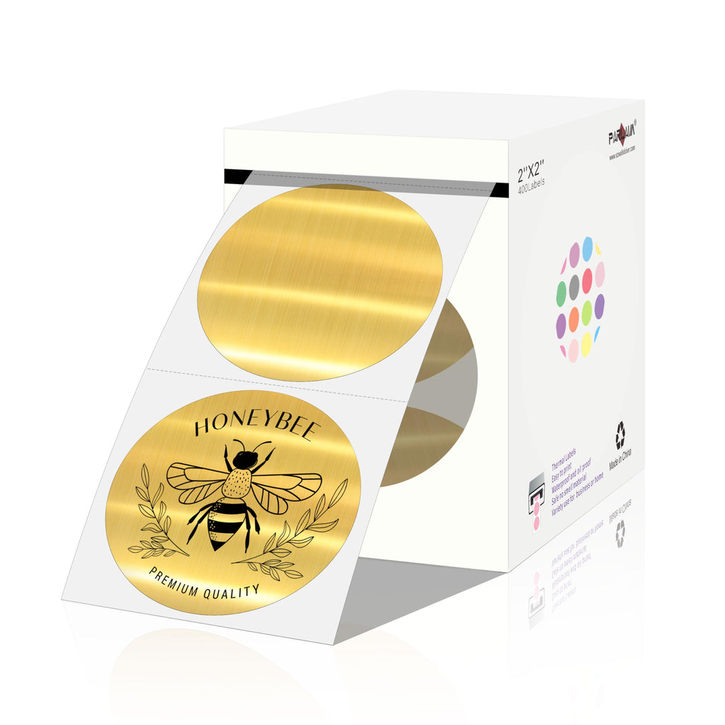 2 Inch Brushed Gold Circle Thermal Sticker Printable Holographic Labels