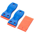 CADONO plastic razor blade scraper with 12 replacement blades, ideal for removing stickers, decals, and paint from windows and appliances.