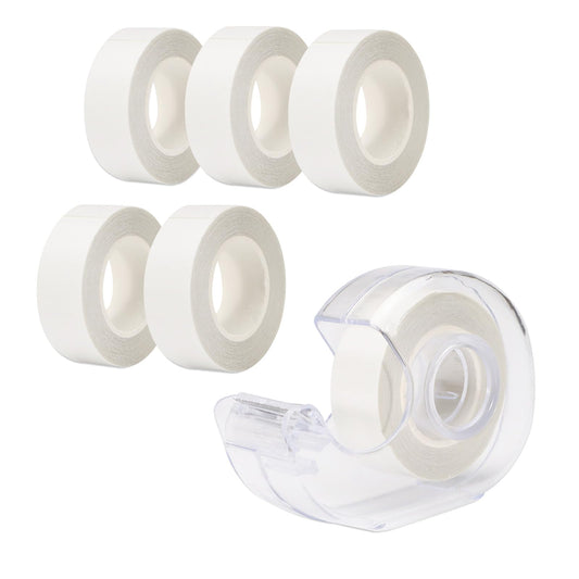 6 Rolls Double Sided Fashion Tape with Dispenser, Clear Body Tape for Skin, Clothing Tape to Keep Clothes in Place, Invisible Fabric Hem Tape for Dress Bra Women (19.6 Ft)