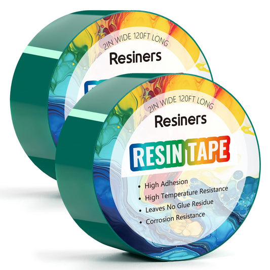 Resiners Resin Tape for Epoxy Resin Molding - 2IN W x 240FT L - Thermal Adhesive Tape, High Temperature Resistance, Easy Peel-Off, Release Resin Tape for River Tables, Remove Residue, Green 2 Rolls (240FT)