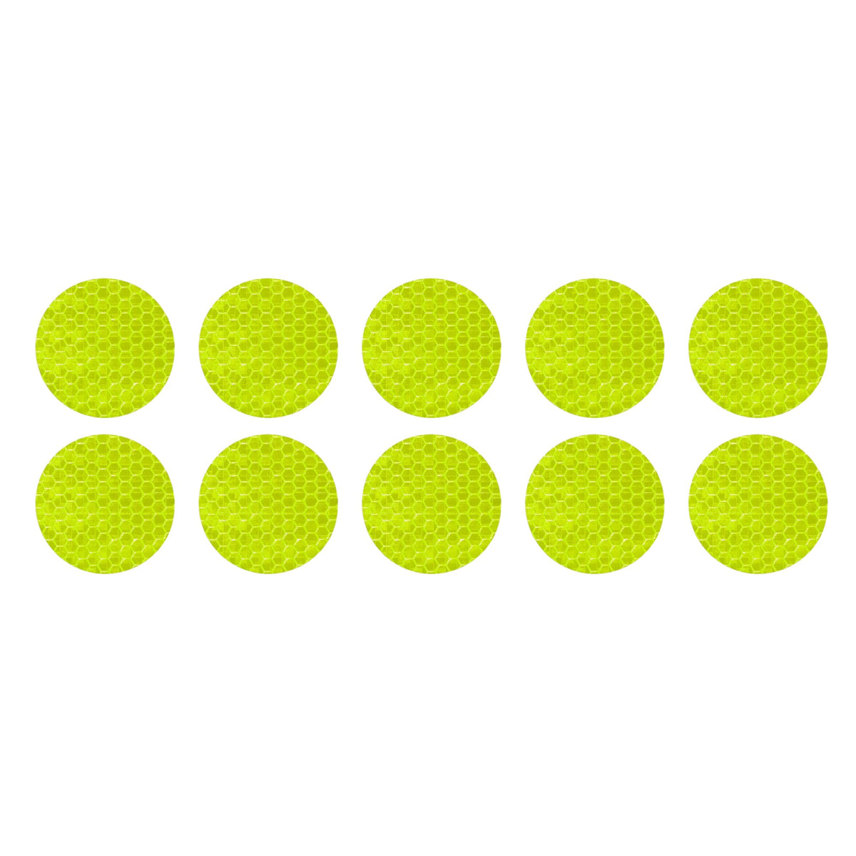 10 Pcs Reflective Stickers, 1.97" OD Round Shape Safety Tape Reflector Universal for Cars Trucks Trailers Waterproof PET Fluorescent Yellow Green