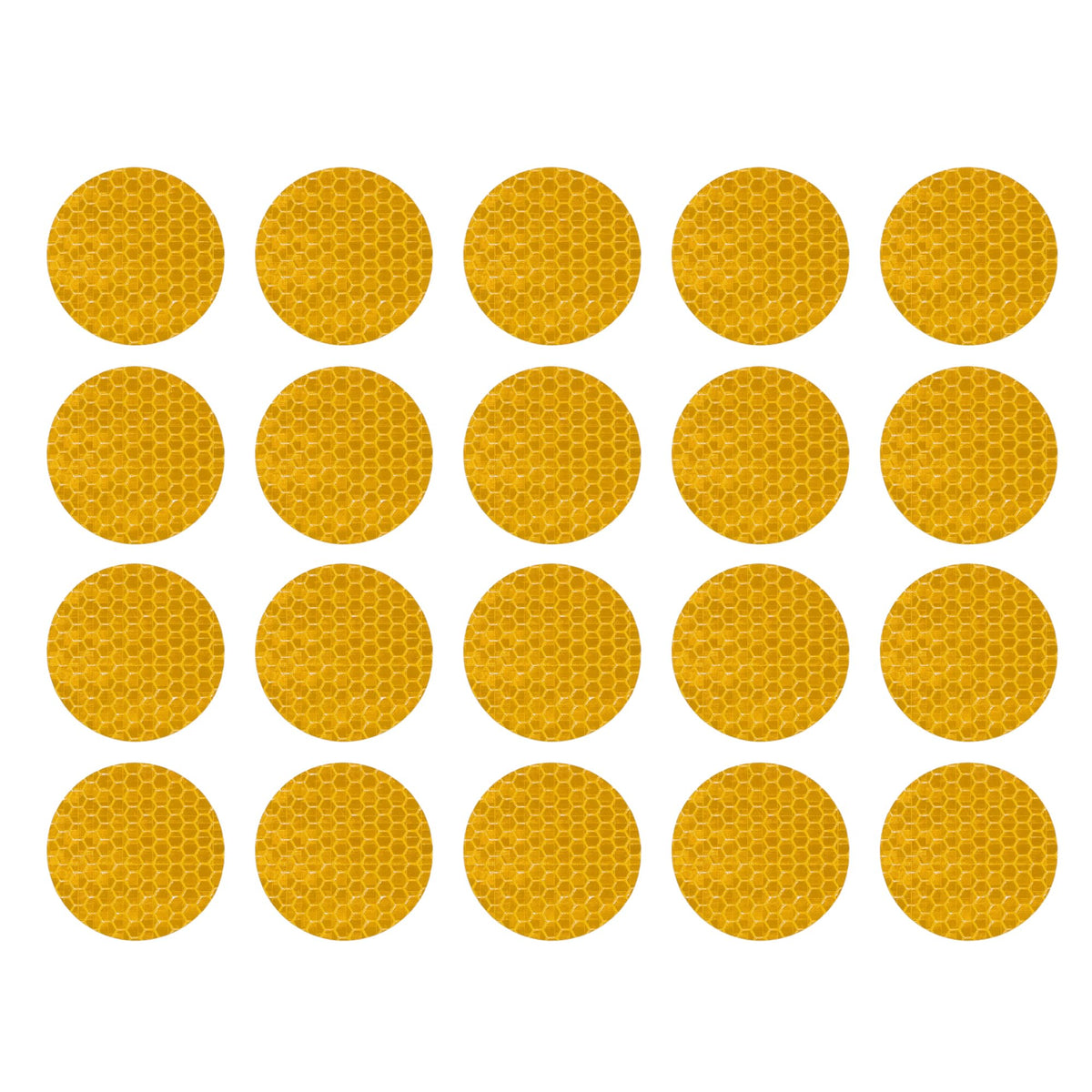 20 Pcs Reflective Stickers, 1.97" OD Round Shape Safety Tape Reflector Universal for Cars Trucks Trailers Waterproof PET Yellow