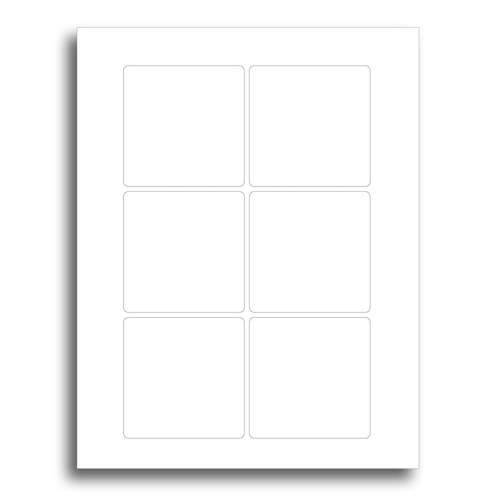 White Adhesive Square Labels, 3" x 3" - 100 Sheets / 600 Stickers - White Matte Finish Printable Square Labels Sheets for Inkjet/Laser Printers