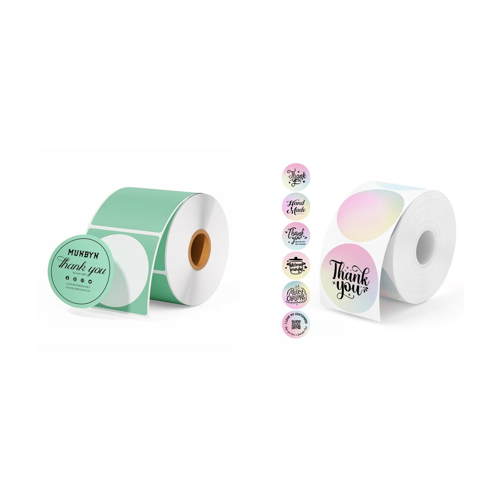 2" Green Circle Thermal Stickers 750 Labels/Roll+2" Round Thermal Labels 750 Labels/Roll