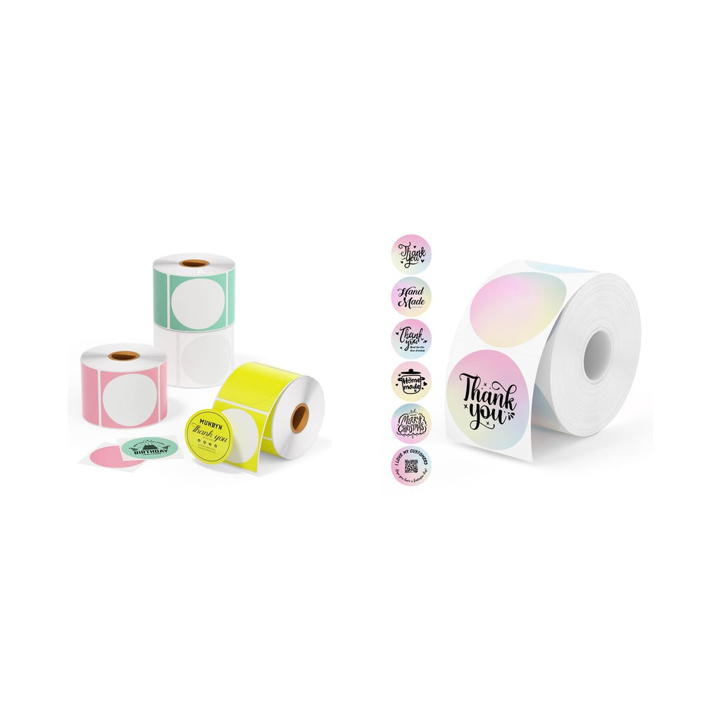 2" Pink Thermal Labels 4 Rolls-3,000 Labels+2" Round Thermal Labels 750 Labels/Roll