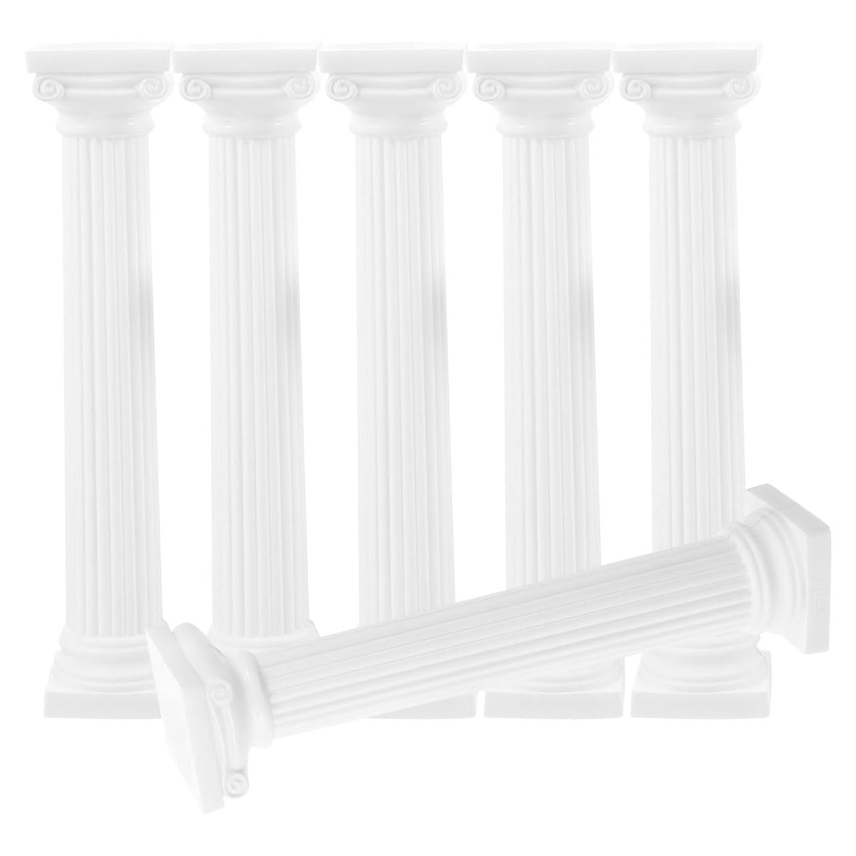 Totority Mini Roman Pillar Greek Columns, 6Pcs White Plastic Roman Column Set for Tiered Cakes Stacking, 6.7 Inch Miniature Pillars Decor for Wedding Photography Props