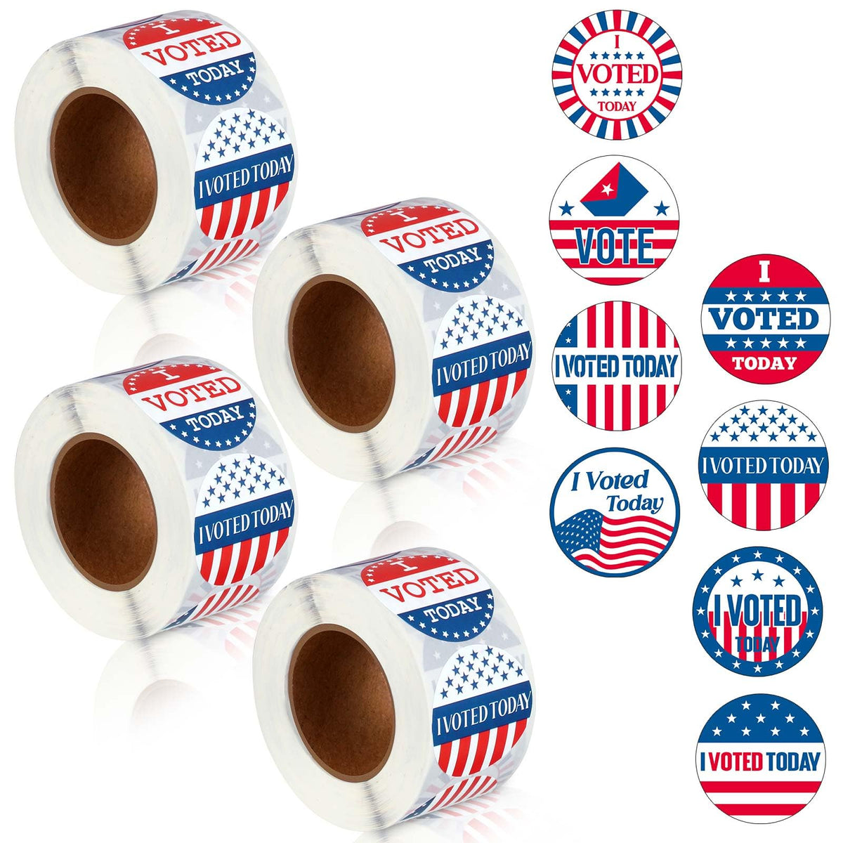 Tenceur 2000 Pcs I Voted Stickers Round Self Adhesive Labels, 1.5 Inch