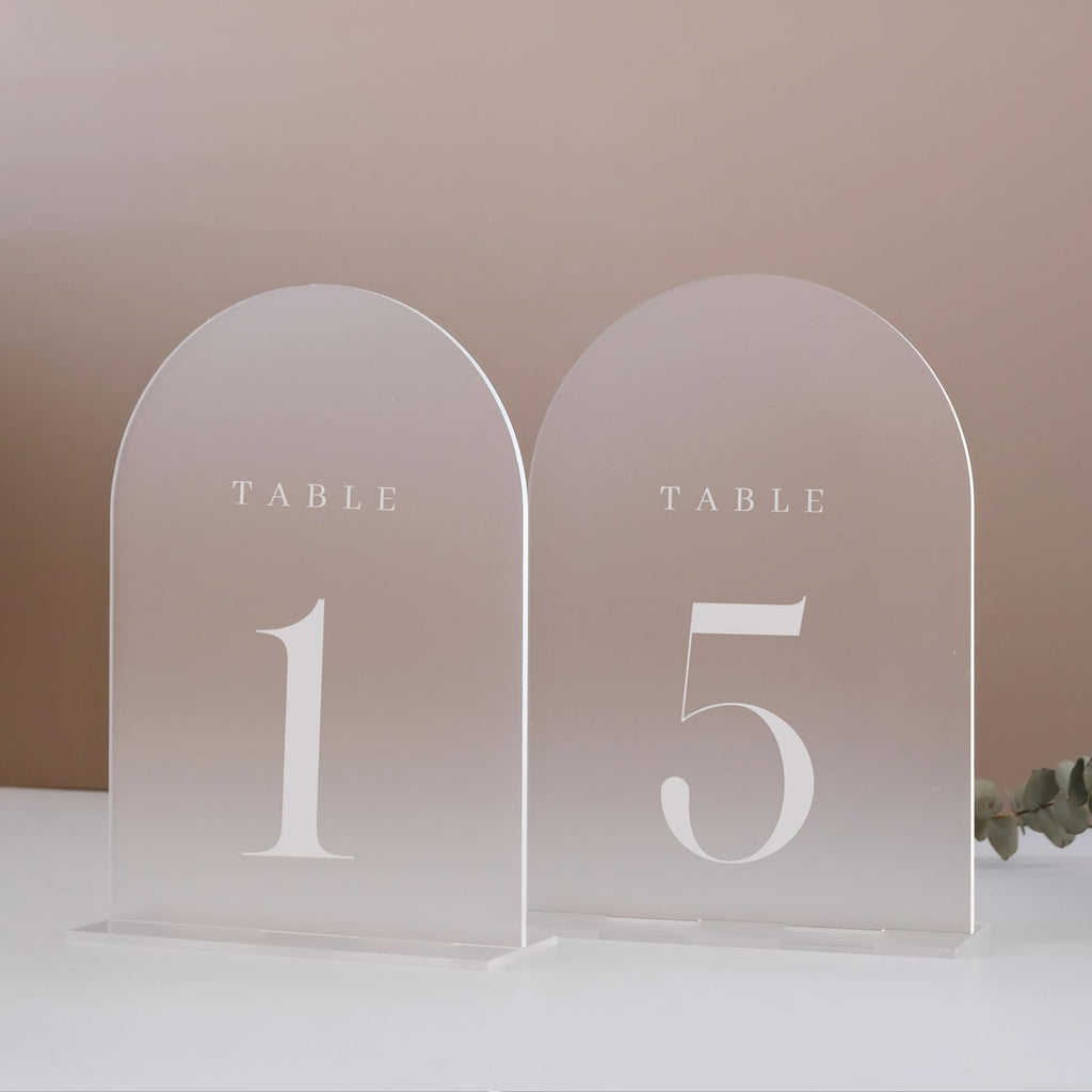 Frosted Arch Table Numbers 1-5 with Stands