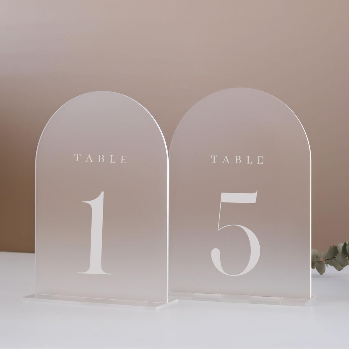 Frosted Arch Table Numbers 1-5 with Stands