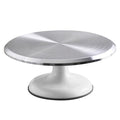 10 Inch Revolving Cake Decorating Stand, Professional Aluminum Alloy Cake Turntable with Silent Bearing, Easy Access to All Sides for Frosting, Smooth Smoothing (White)