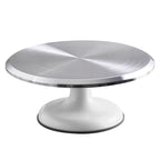 10 Inch Revolving Cake Decorating Stand, Professional Aluminum Alloy Cake Turntable with Silent Bearing, Easy Access to All Sides for Frosting, Smooth Smoothing (White)