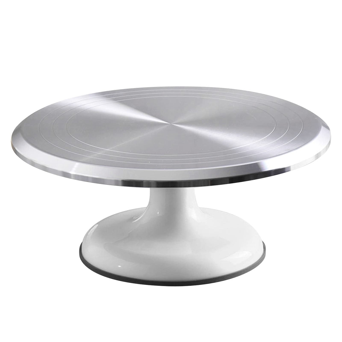 10 Inch Revolving Cake Decorating Stand, Professional Aluminum Alloy Cake Turntable with Silent Bearing, Easy Access to All Sides for Frosting, Smooth Smoothing (White)