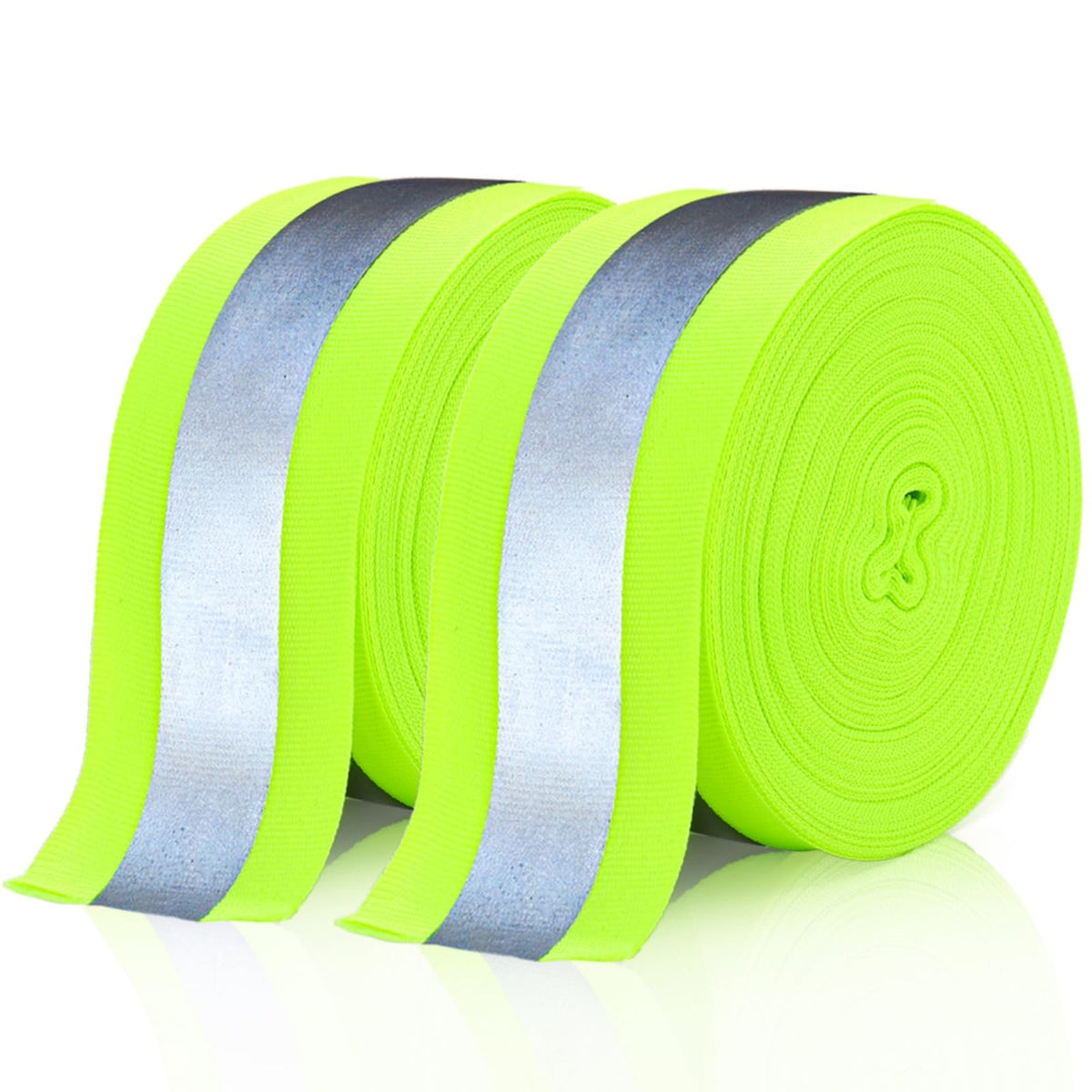 Tlence 2 Rolls 2" x 66ft Reflective Ribbon, High Visibility Reflective Tape Strip, Sew On Safety Fabric Material, Silver Florescent Warning Strip Webbing for Walking Cycling Clothes Backpacks at Night