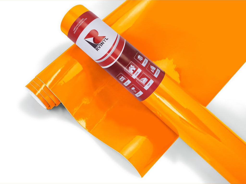 ORACAL 6510 Series Fluorescent Cast Film in Orange 037-12" x 10ft - Gloss Finish High Visibility Thick Vinyl for Graphics, Decals and Signage 12in x 10ft