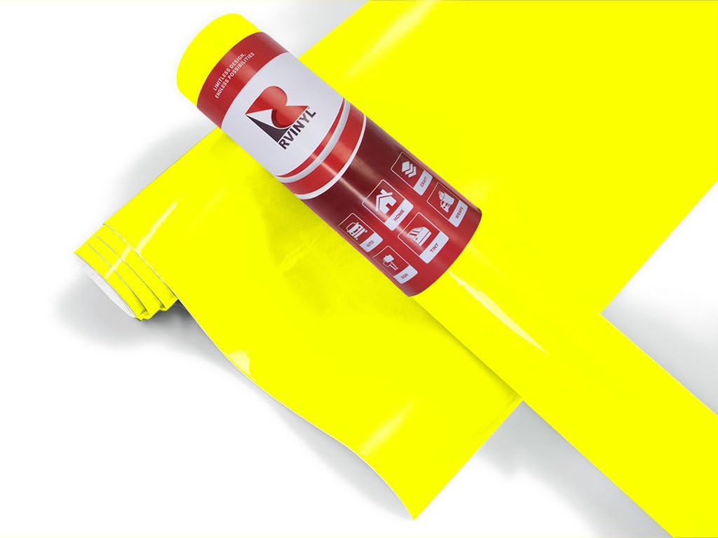 ORACAL 6510 Series Fluorescent Cast Film in Yellow 029-12" x 10ft - Gloss Finish High Visibility Thick Vinyl for Graphics, Decals and Signage 12in x 10ft