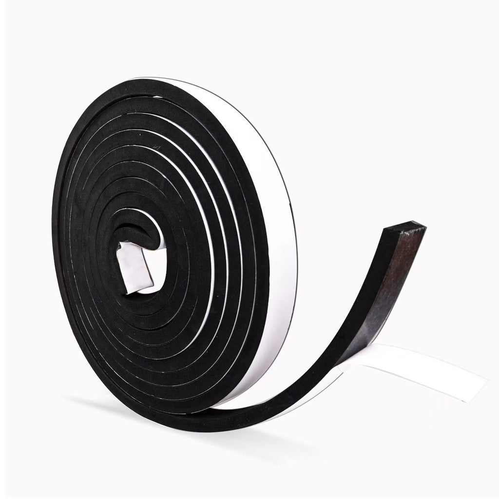 Black Foam Insulation Tape with Self-Adhesive Backing,Closed Cell Foam Weatherstripping 1/2 inch Wide x 3/8 inch Thick,Soundproofing Door Weather Seal Strip for Door and AC Window Seal,High Denisty 1/2 In wide x 3/8 In thick x 16Ft