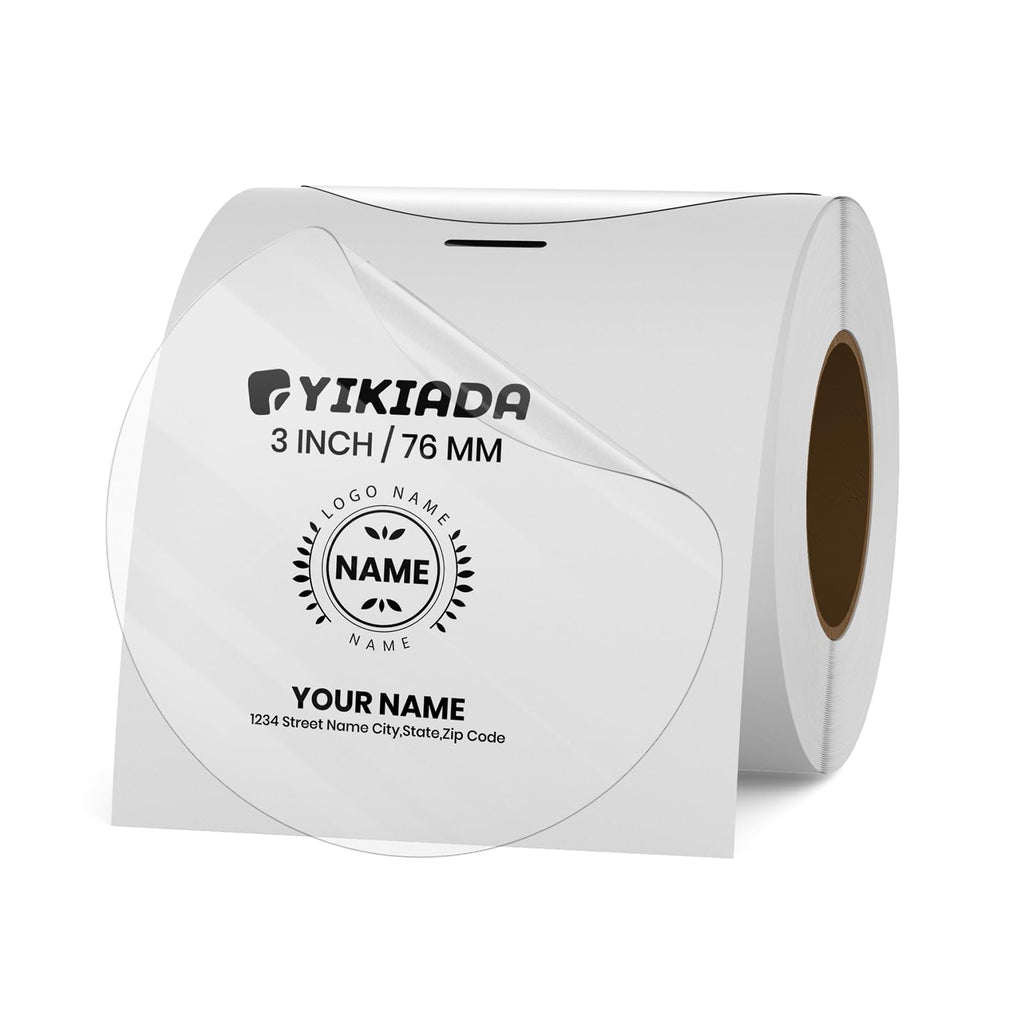 Transparent Round Thermal Labels 3 Inch Waterproof Stickers 200 PCS Transparent