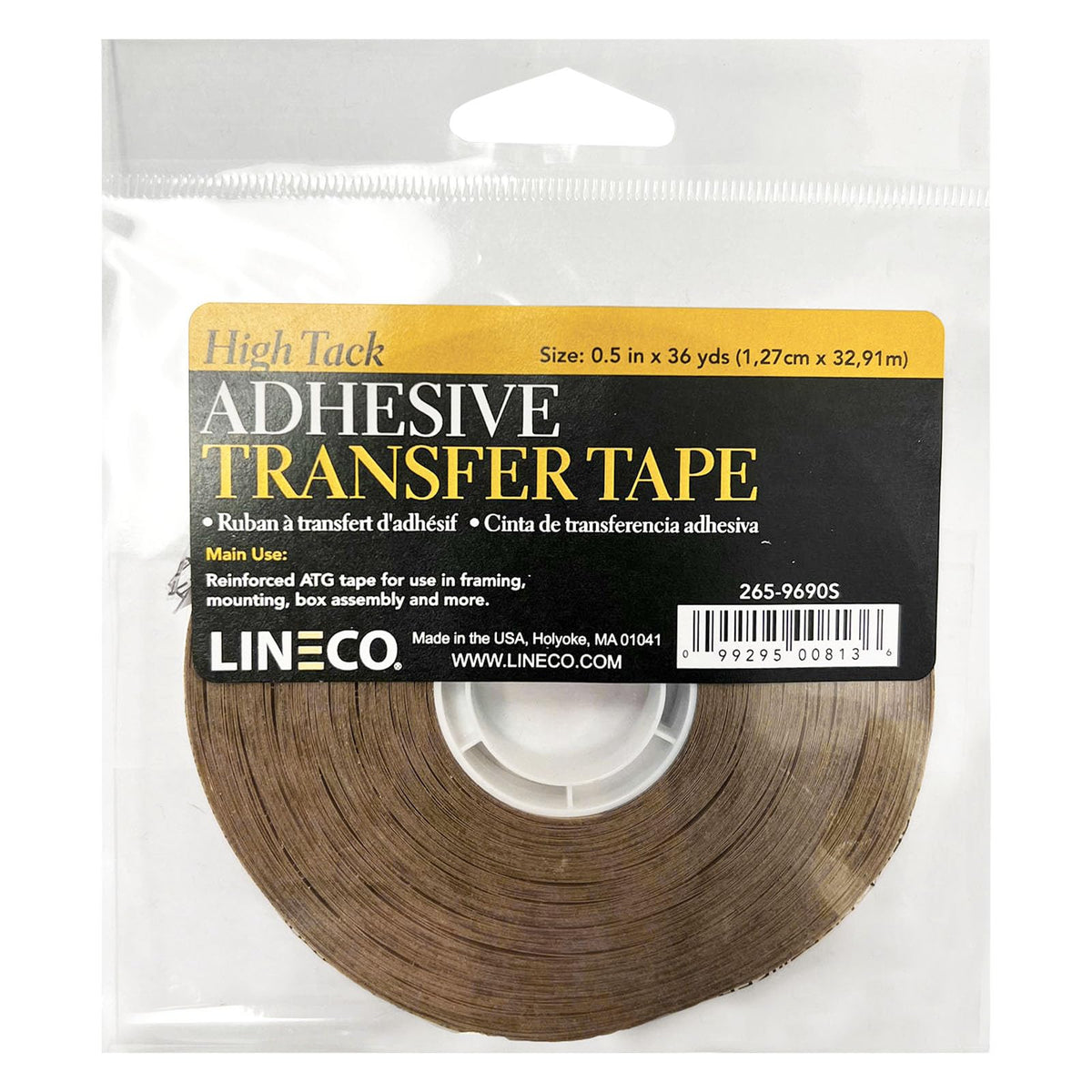 Lineco, High Tack ATG Tape, Brown 5 mil Adhesive, 1/2 in x 36 yd, Acid-Free for Framing, Picture Mounting and Box Assembly Pack of 1