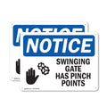 (2 Pack) Swinging Gate Has Pinch Points OSHA Notice Sign 10 Inch X 7 Inch Indoor/Outdoor Rust-Free Aluminum Metal Signs for Workplace, Workshop, and Construction Site, Made in the USA