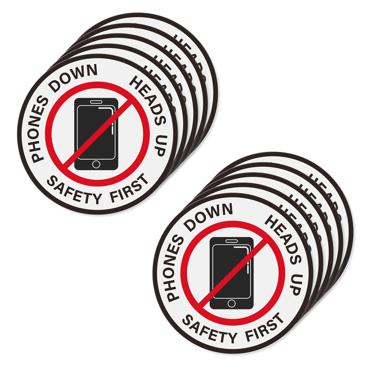 Phones Down Heads Up Sticker 12 Inch Vinyl Safety Floor Sign 10 PCS