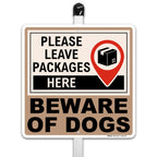 Brimar Leave Packages Here Beware of Dogs Yard Sign 10" with Aluminum Stake