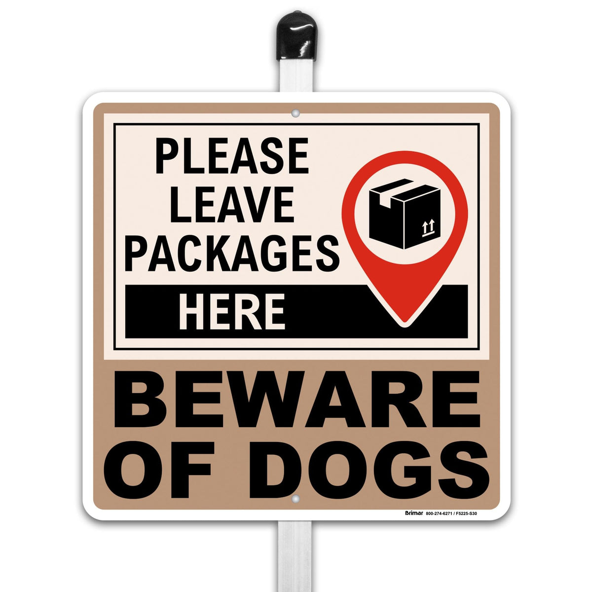 Brimar Leave Packages Here Beware of Dogs Yard Sign 10" with Aluminum Stake