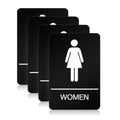 Womens Restroom Sign, ADA Compliant Braill Sign with Double Sided 3M Tape Women Pack of 4