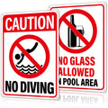 14x10″ No Diving Pool Sign, No Glass Allowed Sign, 2 Pack, PSP-2402 No Diving & No Glass