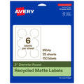 Avery EcoFriendly Matte White Recycled Round Labels, 3" Diameter, Print-to-The-Edge, Matte White Labels, Permanent Adhesive, Laser/Inkjet Printable, 150 Total Recycled Matte White Paper 150 labels