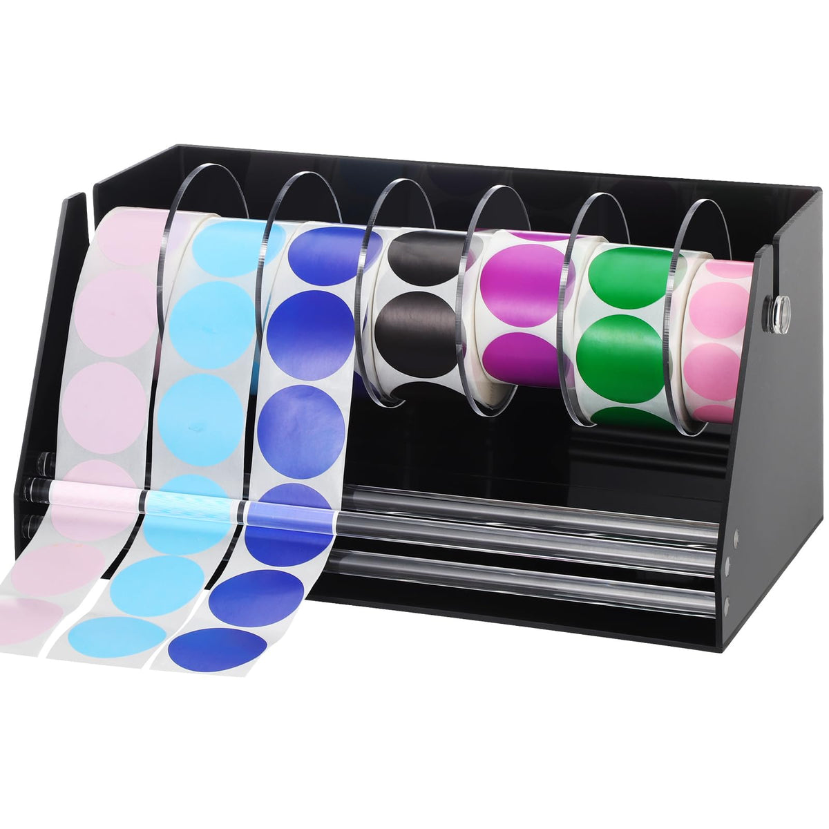 Feifeiya Adjustable Label Dispenser Acrylic Sticker Roll Dispenser, 7 Disks